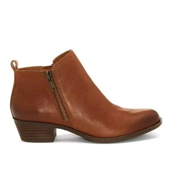 NIB LUCKY BRAND Brown Toffee Leather Basel Ankle Bootie Women's 6.5 MSRP $129 - Picture 1 of 12
